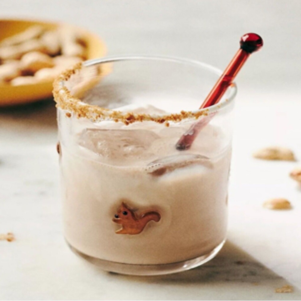 Anthropologie icon juice glass with squirrels